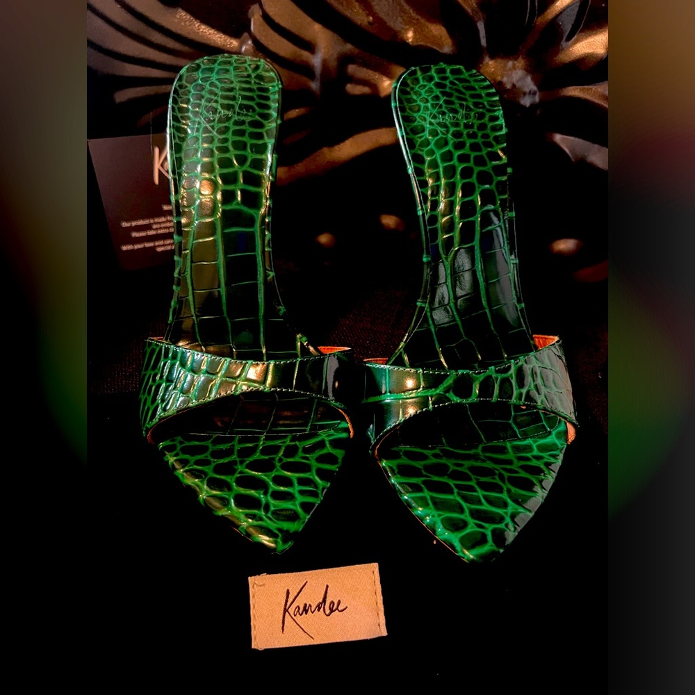 Kandee Green Gator 🐊 Heels / Size 39/ 8 New- Never Worn. GORGEOUS!